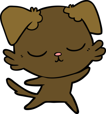 Bir insan tarafından çizilmiş şirin bir çizgi film köpeği.