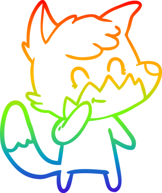 Gökkuşağı gradyan çizgi çizimi bir insan tarafından çizilmiş, dost bir tilki.