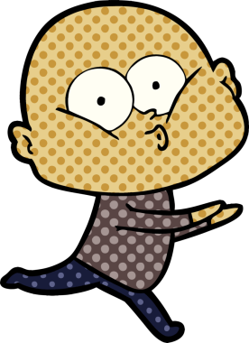 Bir insan tarafından çizilmiş kel bir adam.