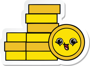 Bir insan tarafından çizilmiş şirin bozuk paraların çıkartması.