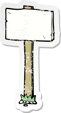 Bir insan tarafından çizilmiş bir çizgi film levhasının gerilimli retro çıkartması.