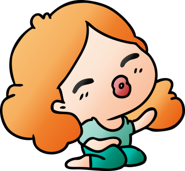 Bir insan tarafından çizilmiş kawai kızının gradyan çizimi.