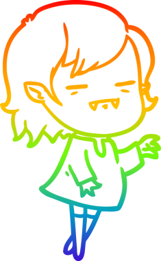 Gökkuşağı gradyan çizgi çizimi Bir insan tarafından çizilen ölümsüz vampir kız