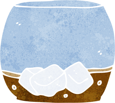 Bir insan tarafından çizilmiş bardakta viski.