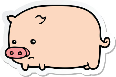 Bir insan tarafından çizilmiş şirin bir domuzun çıkartması.