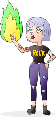 Bir insan tarafından çizilmiş serbest çizim rock kızı.