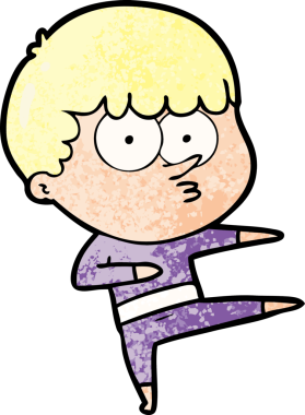 Bir insan tarafından çizilmiş, dans eden meraklı çocuk.