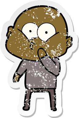 Bir insan tarafından çizilmiş kel bir adamın sıkıntılı çıkartması.