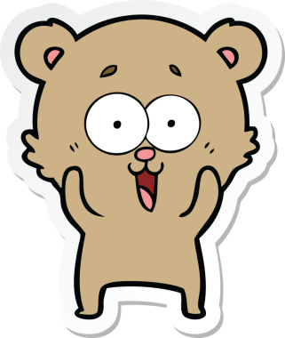 Bir insan tarafından çizilmiş gülen oyuncak ayının çıkartması.