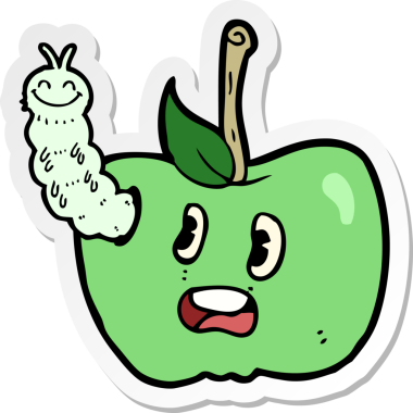 Bir insan tarafından çizilmiş bir elma karikatürü.