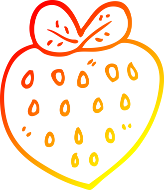 Bir insan tarafından çizilen çilek karikatürünün sıcak gradyan çizimi