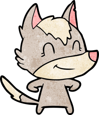 Bir insan tarafından çizilmiş dost canlısı bir kurt.