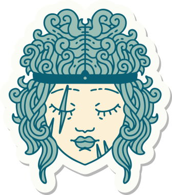 Bir insan tarafından çizilmiş barbar bir insan karakterinin çıkartması.