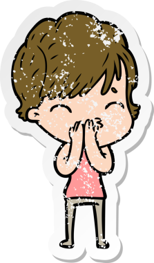 Bir insan tarafından çizilmiş bir karikatür kadının sıkıntılı çıkartması.