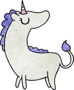 Bir insan tarafından çizilmiş kawaii tek boynuzlu atının serbest çizimi.