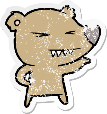 Bir insan tarafından çizilmiş kızgın bir ayı çizgi filminin sıkıntılı çıkartması.