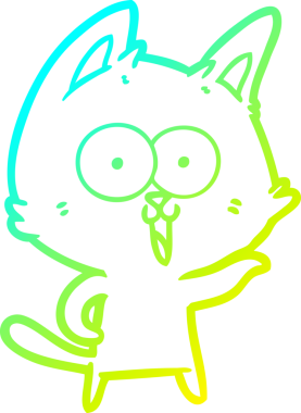 Bir insan tarafından çizilmiş komik çizgi film kedisinin soğuk gradyan çizgisi.