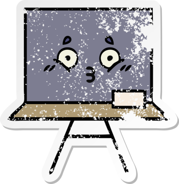 Sevimli bir karikatür tahtası insan tarafından çizilmiş sıkıntılı bir çıkartma.