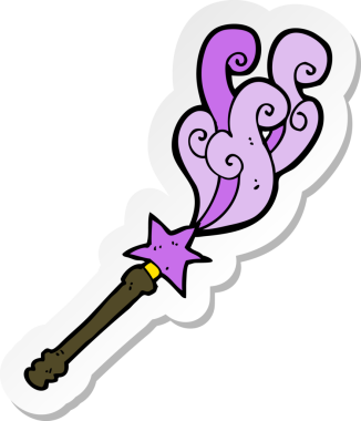 Bir insan tarafından çizilmiş sihirli değnek çıkartması.