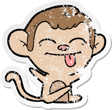 Bir insan tarafından çizilmiş komik bir maymunun sıkıntılı çıkartması.