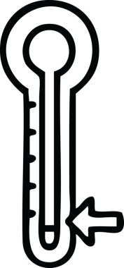 Bir insan tarafından çizilmiş cam termometrenin çizgi çizimi