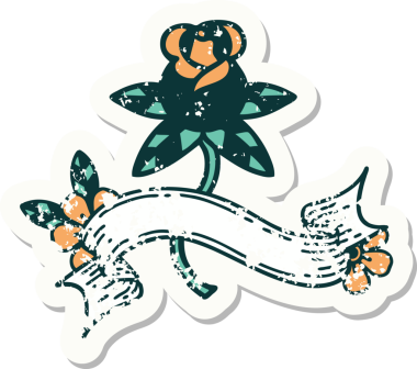 Bir insan tarafından çizilmiş gül sancağıyla eski bir etiket.