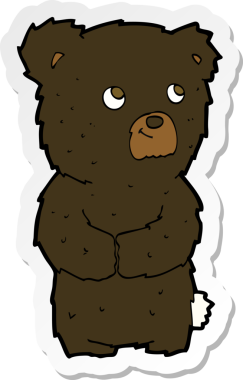 Bir insan tarafından çizilmiş siyah ayı yavrusunun çıkartması.