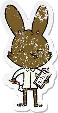 Bir insan tarafından çizilmiş bir ofis tavşanı karikatürü.