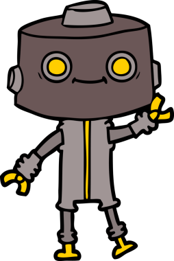 Bir insan tarafından çizilmiş çizgi film robotu