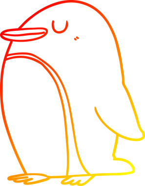 Bir insan tarafından çizilen karikatür pengueninin sıcak çizgi çizimi