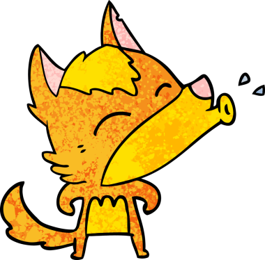 Bir insan tarafından çizilmiş tilki çizgi film karakteri