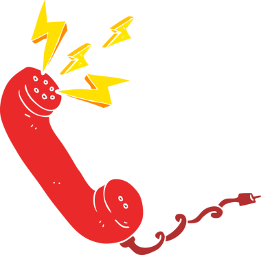 Bir insan tarafından çizilen telefon alıcısının düz renk çizimi