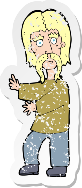 Bir insan tarafından çizilmiş bir bıyıklı adamın gerilmiş çıkartması.