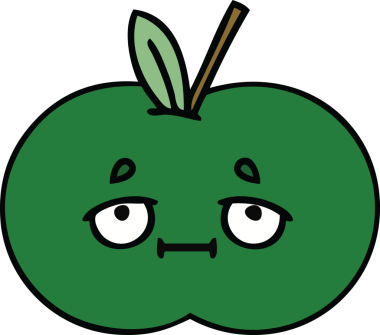 Bir insan tarafından çizilmiş tatlı bir elma karikatürü.