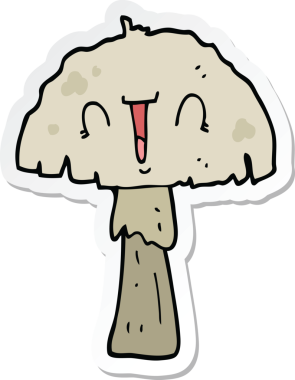 Bir insan tarafından çizilmiş karikatür mantarı çıkartması.