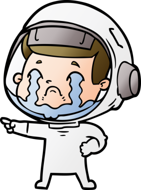 Bir insan tarafından çizilmiş ağlayan astronot çizgi filmi.