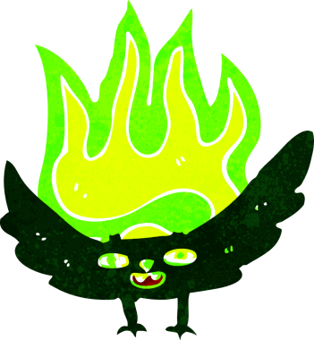 Bir insan tarafından çizilmiş ürkütücü vampir yarasa çizgi filmi.