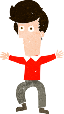 Çizgi film bir insan tarafından çizilmiş ürkmüş bir adam