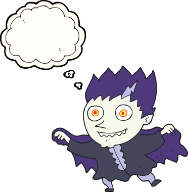 Bir insan tarafından çizilmiş serbest çizim balon karikatür vampiri