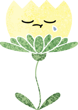 Bir insan tarafından çizilmiş bir çiçeğin retro çizim stili