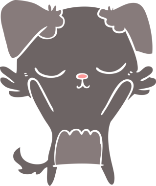 Bir insan tarafından çizilmiş şirin düz renkli çizgi film köpeği.