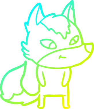 Bir insan tarafından çizilmiş dost canlısı bir kurt çizgi çizimi.