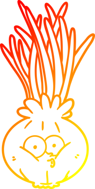 Bir insan tarafından çizilmiş karikatür soğanın sıcak gradyan çizimi