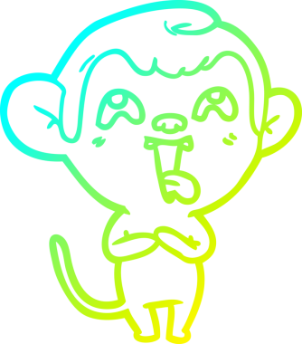 Bir insan tarafından çizilmiş çılgın bir çizgi film maymunu çizimi