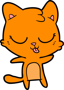 Bir insan tarafından çizilmiş sevimli çizgi film kedisi.