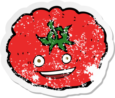 Bir insan tarafından çizilmiş bir domatesin gerilimli çıkartması.