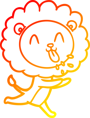 Bir insan tarafından çizilmiş mutlu çizgi film aslanının sıcak çizgi çizimi