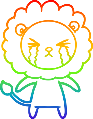 Bir insan tarafından çizilmiş ağlayan bir aslanın çizgi çizimi.