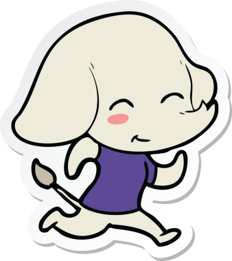 Bir insan tarafından çizilmiş şirin bir fil çıkartması.