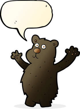 Bir insan tarafından çizilmiş komik siyah ayı.